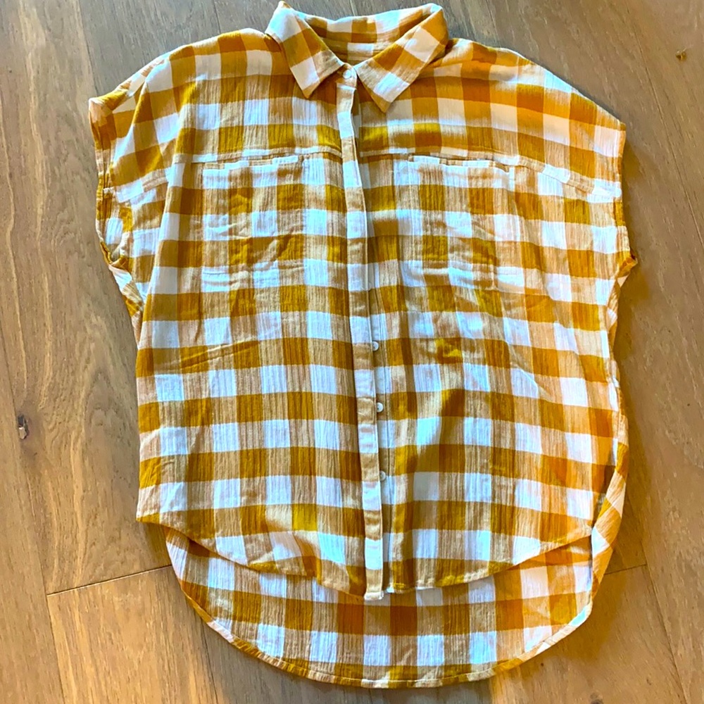 Lucky Brand Plaid Short Sleeve top